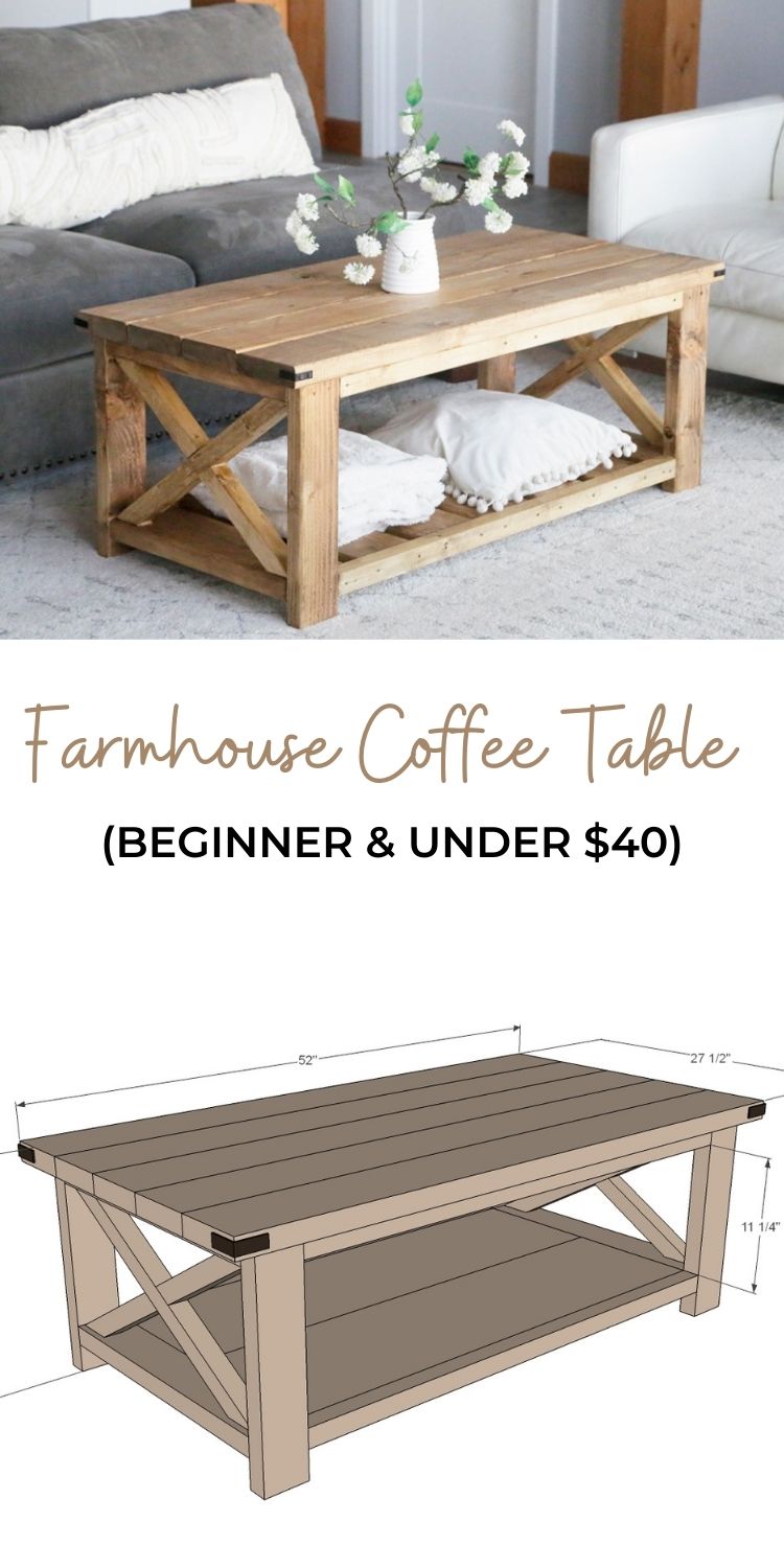  Farmhouse Coffee Table (Beginner   Under %2440) 